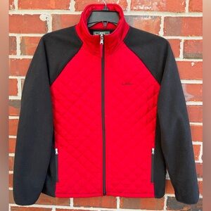 Lauren Ralph Lauren Active Womens XL Red Black Full Zip Quilted Fleece Jacket T4